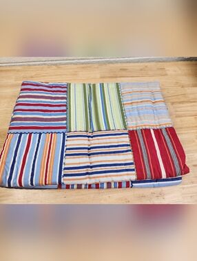 Pottery Barn Kids Bright Stripes Crib/ Toddler Quilt 50x36 NOS Primary Colors